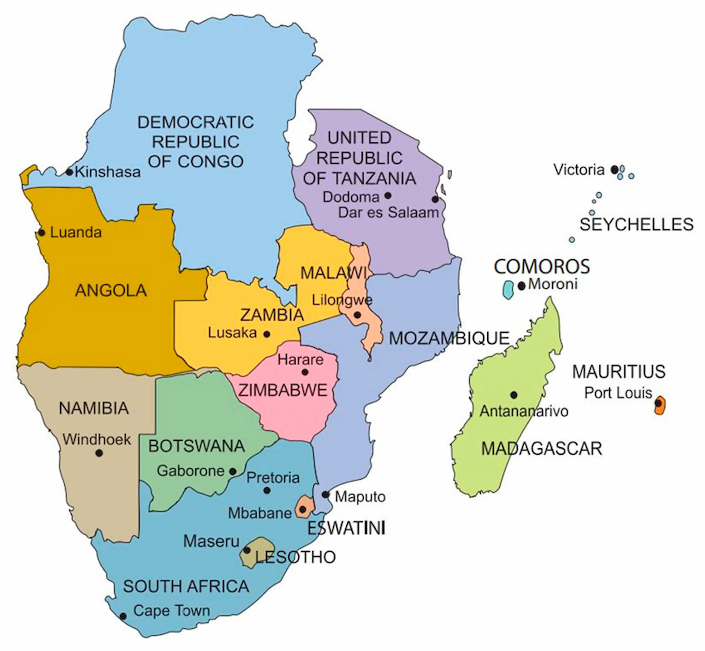 SADC map highlighting ECETZ regional impact